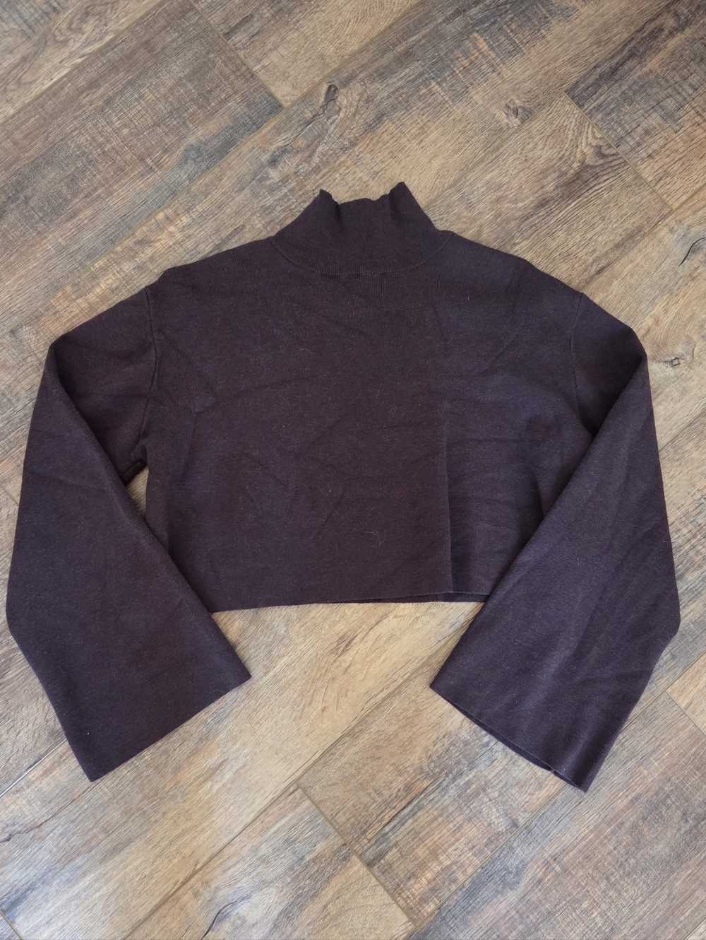 Forever 21 Cropped Turtlneck Sweater In Brown Size Small